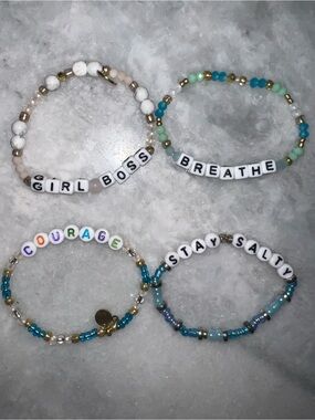 Beaded Message Bracelet Set - Blue, White, Green, Multicolor. Great gifts